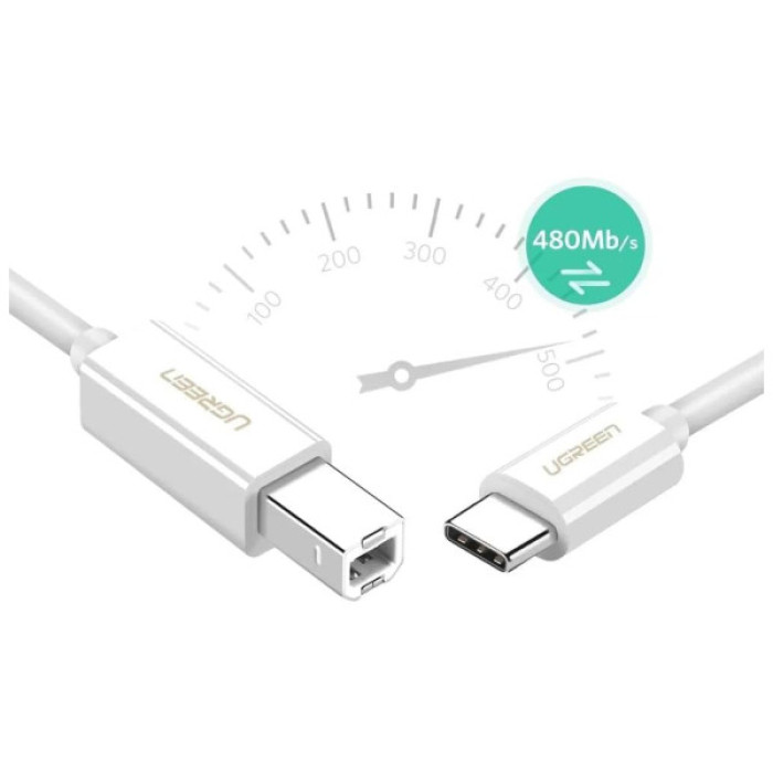 Кабель для принтера Ugreen USB-C 2.0 to BM 1.5m white (40417)