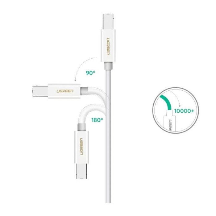 Кабель для принтера Ugreen USB-C 2.0 to BM 1.5m white (40417)