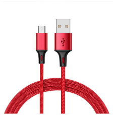 Дата кабель USB 2.0 AM to Micro 5P 1.0m 2.4A braided red XO (NB143-M1-RD)