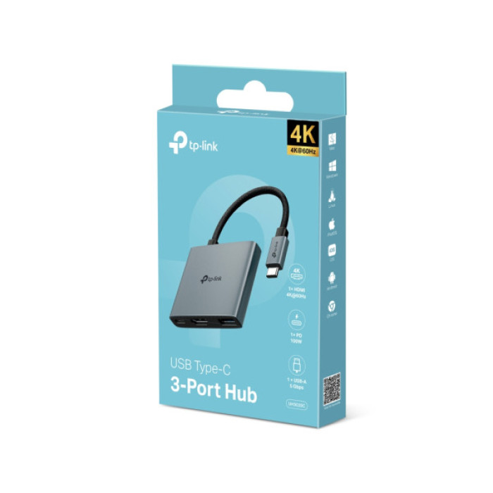 Концентратор TP-Link USB-C 3-in-1 1xUSB 3.0 + 1xUSB-C PD 100W + 1xHDMI (UH3020C)