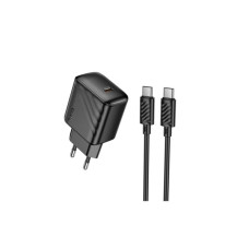 Зарядний пристрій HOCO CS24A USB-C PD25W + cable USB-C to USB-C black (6942007639774)