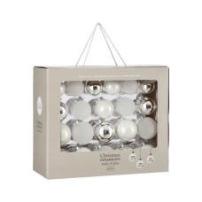 Ялинкова іграшка House Of Seasons Скляні кульки 42 шт D7 см D6 см D5 см Білі (8718861800692)