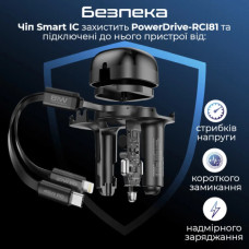 Зарядний пристрій Promate 1xUSB-C PD + 1xUSB + cable USB-C/Lightning max 81W black (powerdrive-rci81)