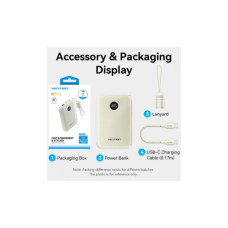 Батарея універсальна VENTION 10000mAh 22,5W Fast Charging, USB-A, 2xUSB-C Beige (FKAN0-C)