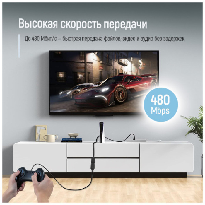 Дата кабель USB 2.0 AM/AF 1.8m black ColorWay (CW-CBUF076-BK)