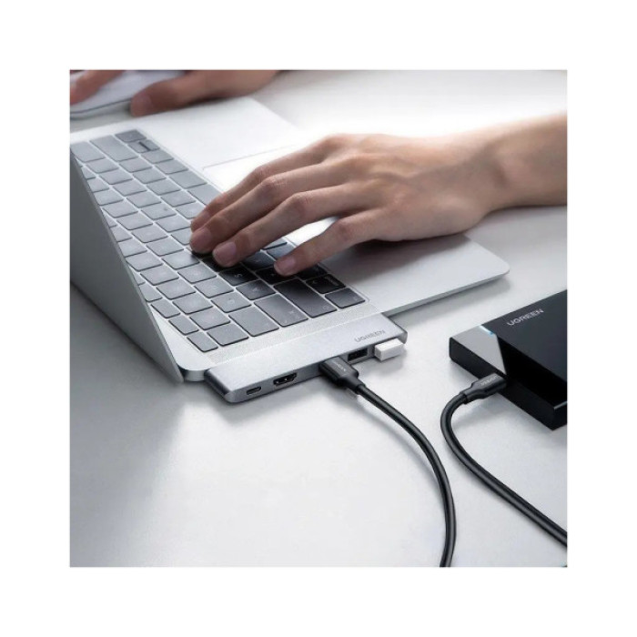 Концентратор Ugreen 2xUSB-C to 3xUSB 3.0 + HDMI + USB-C CM251 gray (60559)