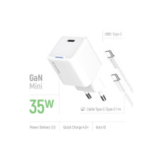 Зарядний пристрій ColorWay GaN Mini 35W PD Port PPS USB-C white cable Type-C (CW-CHS056PDC-WT)