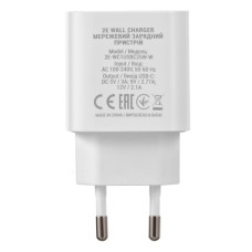 Зарядний пристрій 2E 25W USB-C PD white (2E-WC1USBC25W-W)