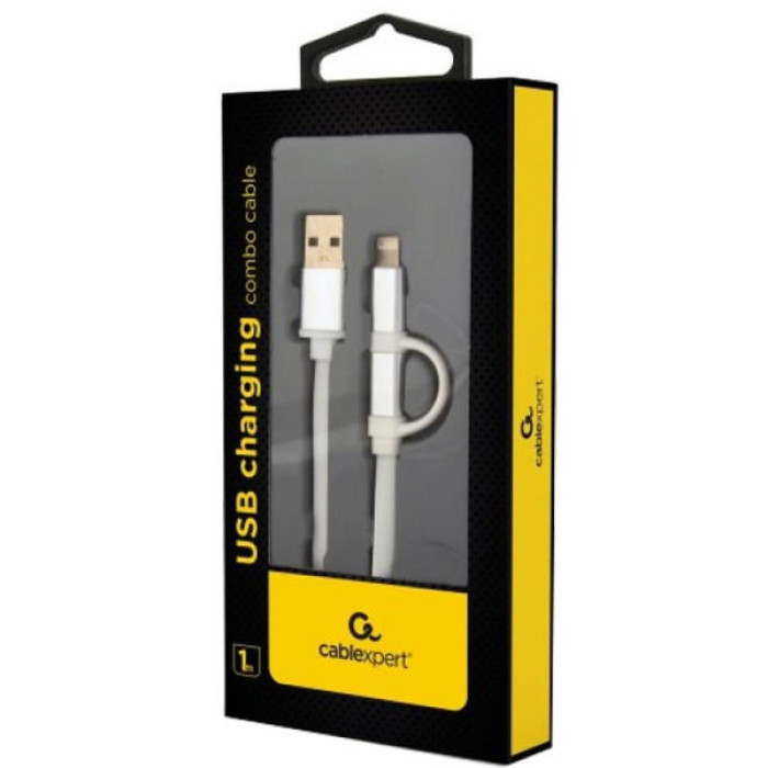 Дата кабель USB 2.0 AM to Lightning + Micro 5P 1.0m Cablexpert (CC-USB2-AM8PmB-1M-SV)