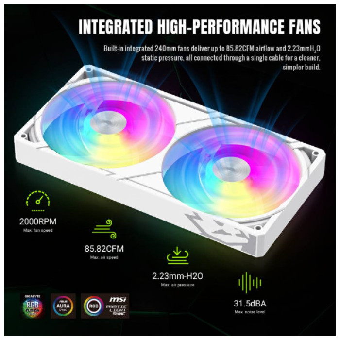 Система рідинного охолодження Gamemax GLACIER 240 LCD WH