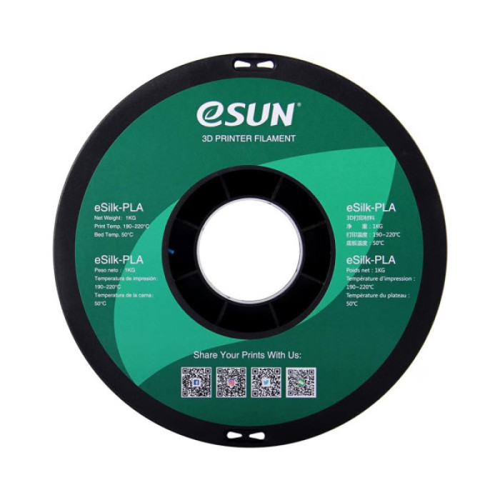 Пластик для 3D-принтера eSUN eSilk-PLA 1кг, 1.75мм, cyan (ESILK-PLA175CY1)