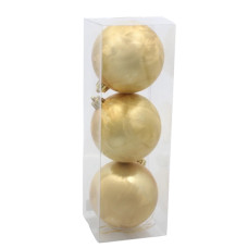 Ялинкова іграшка Chomik пластикові кульки 3 шт, 8см, золотисті (5900779893870_2)