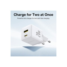 Зарядний пристрій Baseus Palm Fast Charger C+U 20W moon white (P10111608213-00)