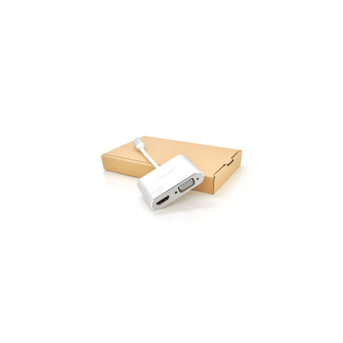 Концентратор VEGGIEG USB-C 2-in-1 HDMI + VGA 0.1m silver (TC02)