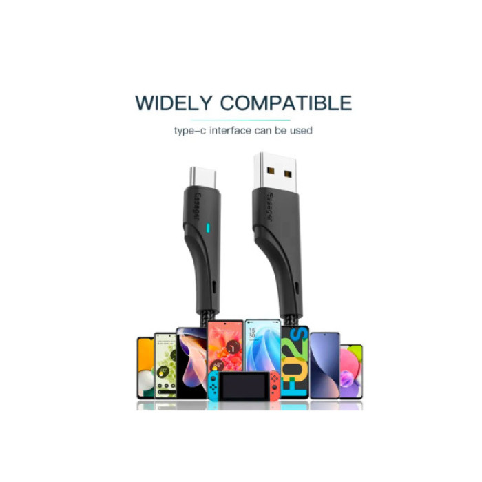 Дата кабель USB 2.0 AM to USB-C 3.0m black Essager (EXCT-LSC01)