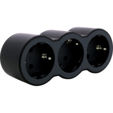 Мережевий розгалужувач LEGRAND СТАНДАРТ 3х2К+З фронтальні розетки , колір Чорний (694519)