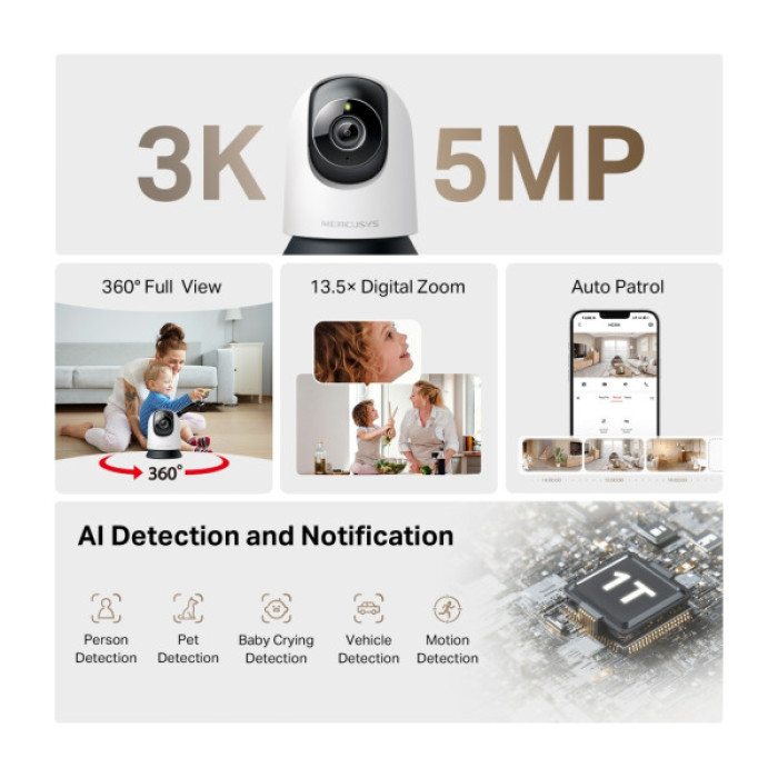 Камера відеоспостереження Mercusys IP-Камера MERCUSYS MC230 5MP N300 microSD motion detection. AI (MC230)