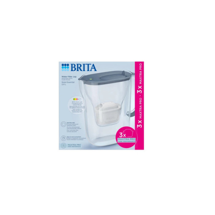 Фільтр-глечик Brita Style Essential MXPro 2.4л + 3 картриджа сіро-блакитний (1058103)