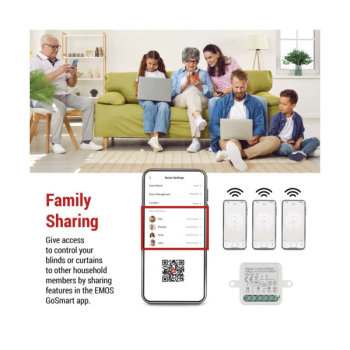 Модуль управління розумним будинком EMOS H5109 Smart Motor Control ZigBee 3.0 Single Channel (H5109)