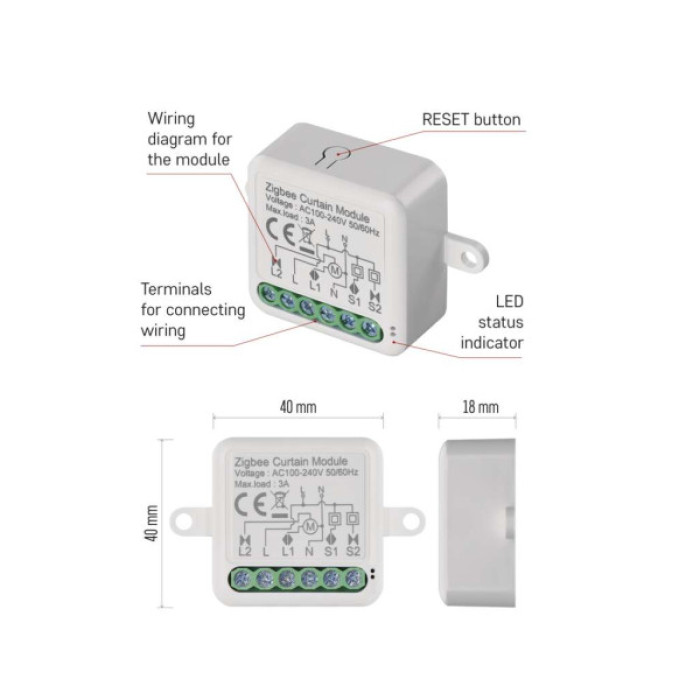 Модуль управління розумним будинком EMOS H5109 Smart Motor Control ZigBee 3.0 Single Channel (H5109)