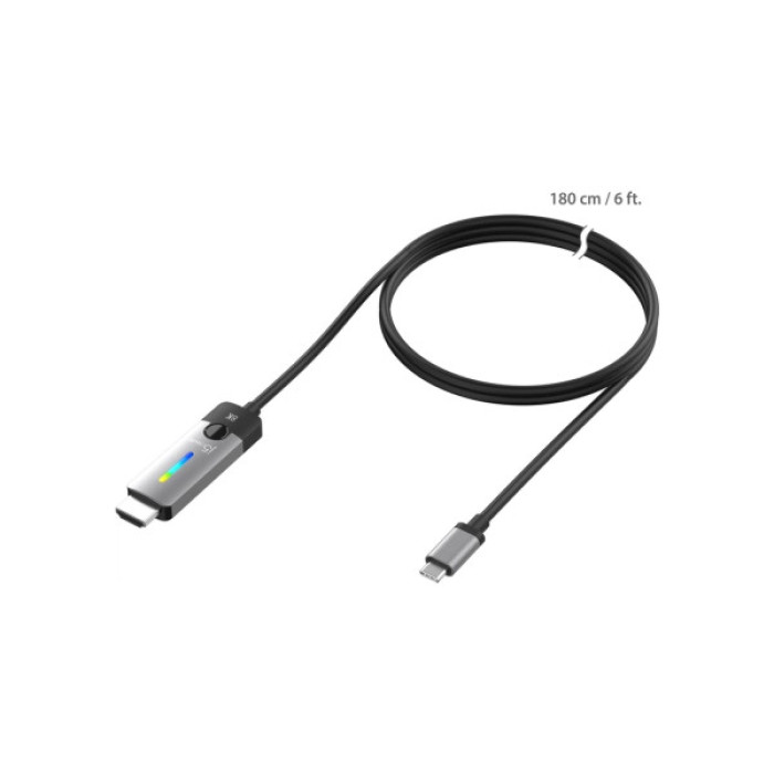 Кабель мультимедійний USB-C to HDMI M 1.8m 8K 60Hz LED RGB J5create (JCC157-N)