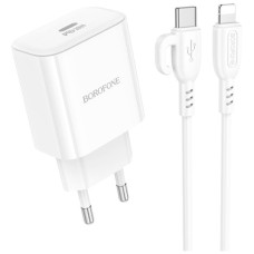 Зарядний пристрій BOROFONE BA81A USB-C PD20W + cable USB-C to Lightning White (6941991108198)
