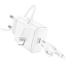 Зарядний пристрій BOROFONE BA81A USB-C PD20W + cable USB-C to Lightning White (6941991108198)