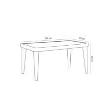 Стіл садовий Tilia Osaka 90x150 см з зовнішнім склом венге, ніжки пластикові (10060)