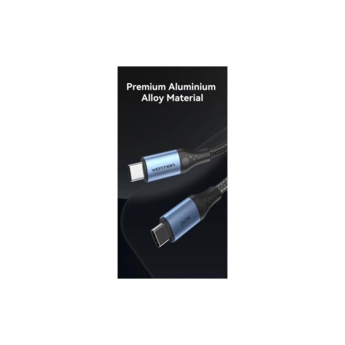 Дата кабель USB-C to USB-C 1.5m 240W aluminum black Vention (TREBG)