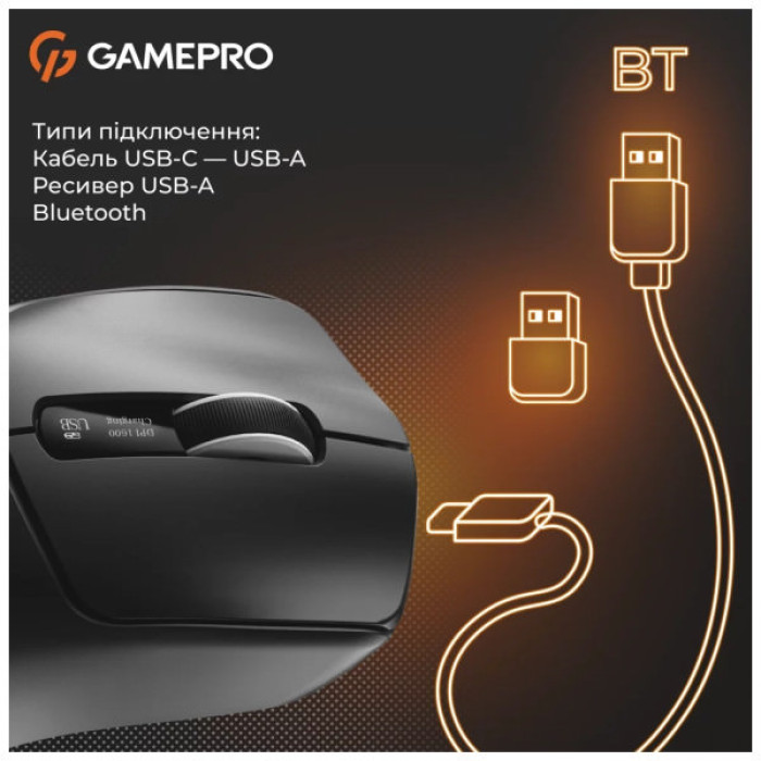 Мишка GamePro Genesis Ranker Wireless/Bluetooth/USB Black (GM012B)