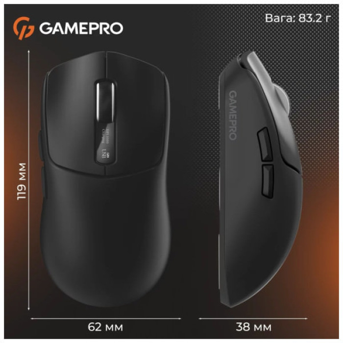 Мишка GamePro Genesis Ranker Wireless/Bluetooth/USB Black (GM012B)