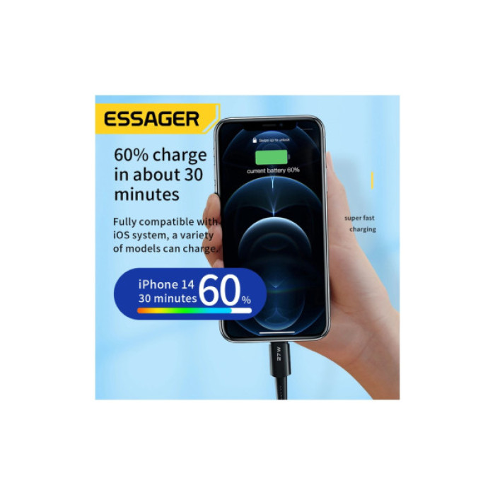 Дата кабель USB-C to Lightning 1.0m 20W black Essager (EXCTL-CG01)