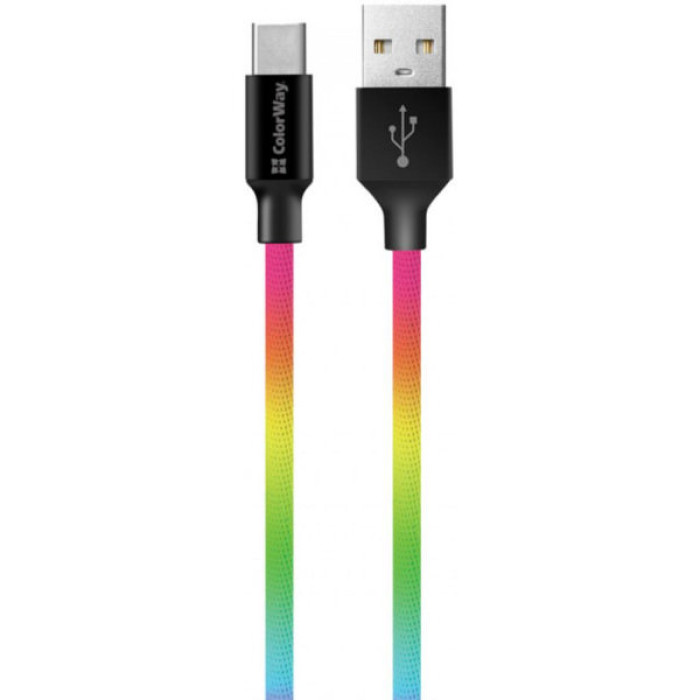 Дата кабель USB 2.0 AM to USB-C 1.0m multicolor ColorWay (CW-CBUC018-MC)