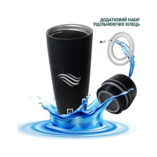 Термокружка Tavialo матовий чорний колір + 2 ущільнювальних кільця 460 мл (190460101)