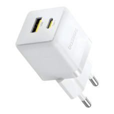 Зарядний пристрій Baseus 1xUSB-C 20W + 1xUSB white + cable USB-C to USB-C 60W 1.0m (P10111608213-01)