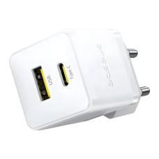 Зарядний пристрій Baseus 1xUSB-C 20W + 1xUSB white + cable USB-C to USB-C 60W 1.0m (P10111608213-01)