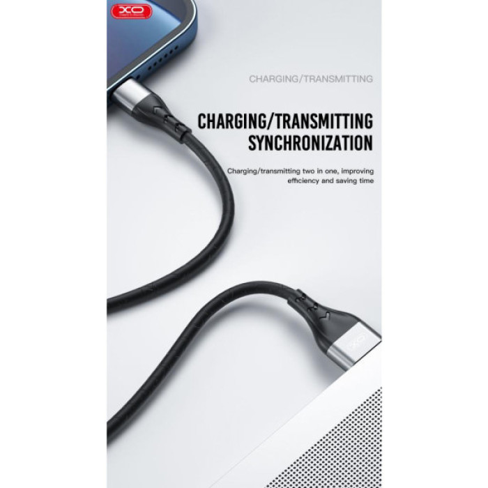 Дата кабель USB 2.0 AM to Lightning 1.0m 2.4A double-side grey XO (NB188-L-1-GR)