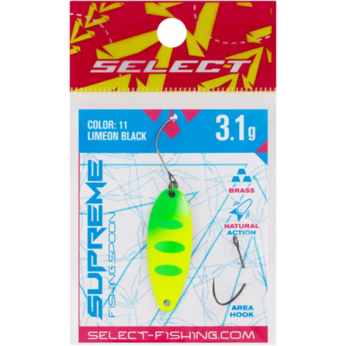 Блешня Select Supreme 3.1g 34mm 11 LimeON Black (1870.80.73)