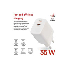 Зарядний пристрій EMOS V03G35 2xUSB-C 35W GaN (V03G35)