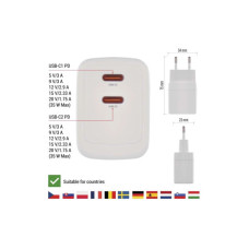 Зарядний пристрій EMOS V03G35 2xUSB-C 35W GaN (V03G35)
