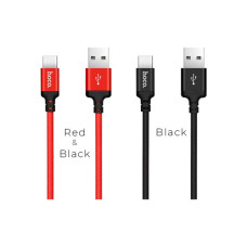 Дата кабель USB 2.0 AM to USB-C 1.0m 3A nylon black HOCO (6957531062868)