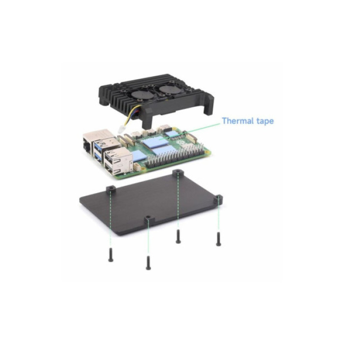 Корпус для Мікро ПК KUONGSHUN for Raspberry Pi 5 Alu 2 fans (RA787)