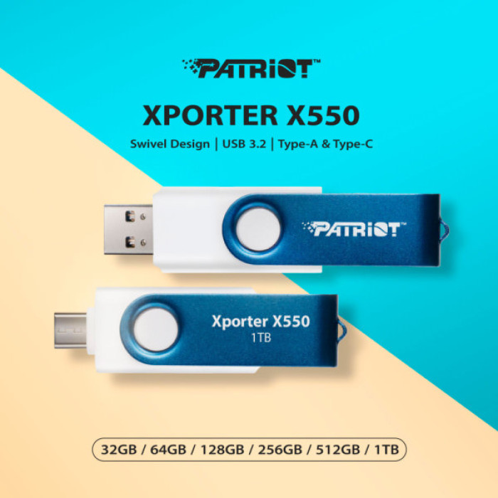 USB флеш накопичувач Patriot 64GB Xporter X550 USB 3.2/Type-C (PS64GX550AAD)