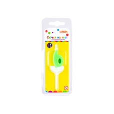 Свічка Maxi двостороння "6" з кольоровим вогнем, розмір 20*8*40 мм (MX622093-6)