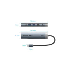 Концентратор Vention USB-C 6-in-1 HDMI + 2xUSB 3.0 + RJ45 + PD 100W (TGNHB)
