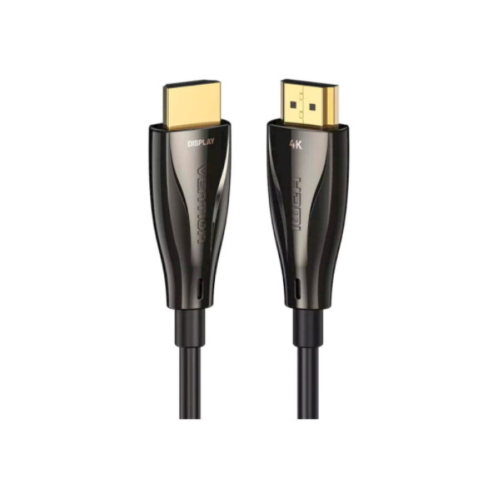 Кабель мультимедійний HDMI to HDMI 50.0m V2.0 Optical 4K 60Hz 18Gbps Dolby 7.1 PVC Black Zinc Alloy VENTION (ALABX)