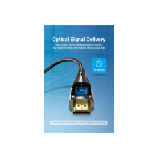 Кабель мультимедійний HDMI to HDMI 50.0m V2.0 Optical 4K 60Hz 18Gbps Dolby 7.1 PVC Black Zinc Alloy VENTION (ALABX)