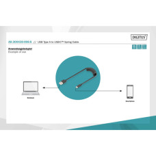 Дата кабель USB 2.0 AM to USB-C 1.0m (0.32m) spiral black Digitus (AK-300430-006-S)