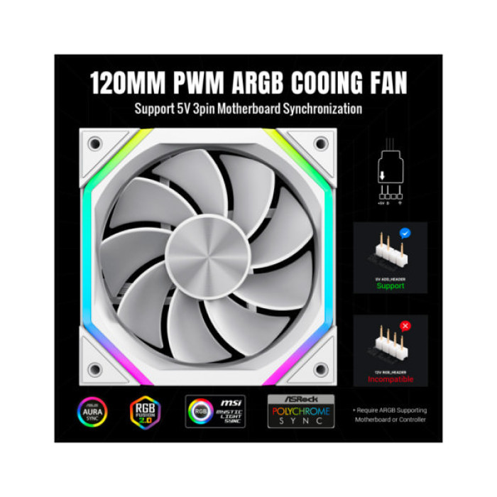 Кулер до корпусу Gamemax FN12A-N2-RW