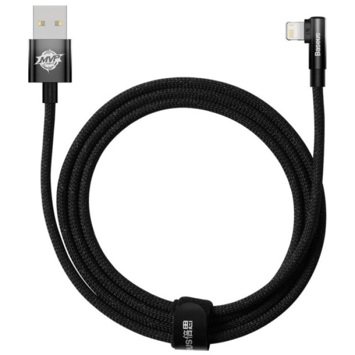 Дата кабель USB 2.0 AM to Lightning 2.0m 2.4A 90° corner black Baseus (CAVP000101)
